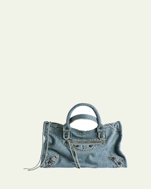 Le City Medium Washed Denim Shoulder Bag